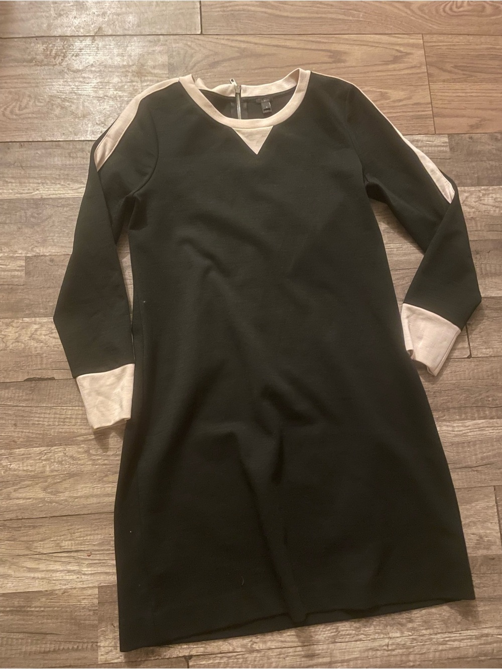 J. Crew Black Shift Dress with Cream Trim